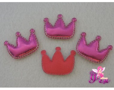 Патч 3D, кожзам " Корона"3,5*3см, фукси