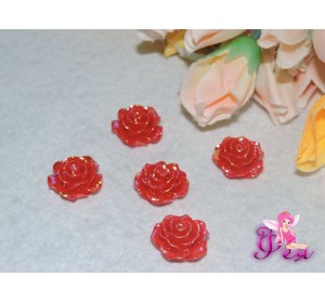 Кабошоны акрил. роза 20 мм, красного цвета с перламутровым напылением