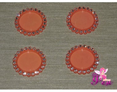 Крышечка-серединка со стразами 25 мм, цв. темно-оранжевый  1 шт