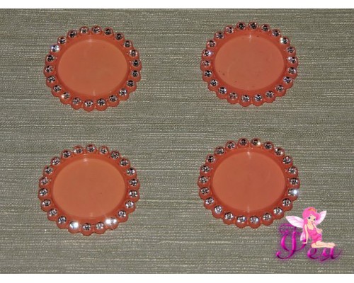 Крышечка-серединка со стразами 25 мм, цв. темно-оранжевый  1 шт