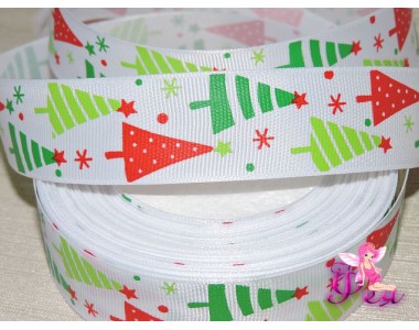 Репсовая лента 25 мм с рисунком  "Елочки" (1 м)