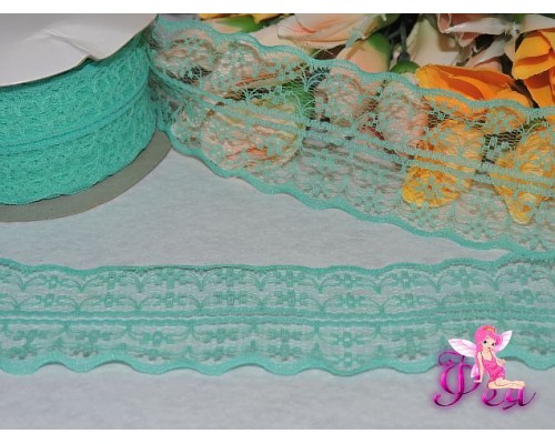 Кружево капрон 45мм бирюзового цвета - 1м