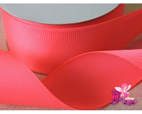 Репсовая лента 40 мм, цв. неоново-розовый - 1м