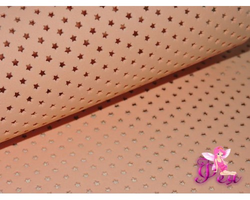 Фоамиран декоративный 2 мм (20*30 см), в  звездочки, цв.  персиковый- 1 лист