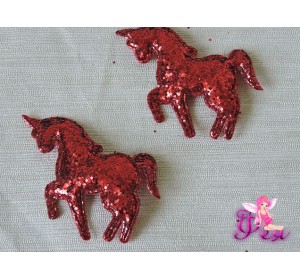 Патч " Единорог" 6*5 см, красный - 1шт