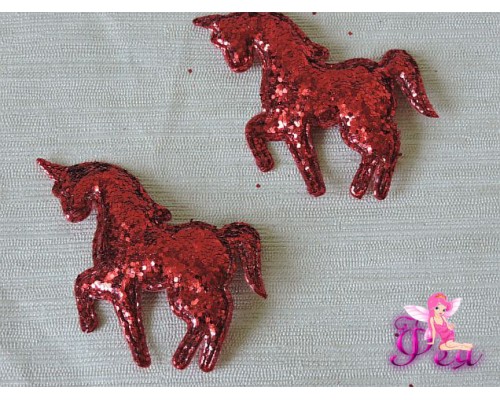 Патч " Единорог" 6*5 см, красный - 1шт