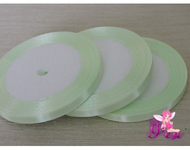 Атласная лента 6 мм*23 м, бледно-салатового цвета - 1 бобина