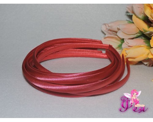 Ободок пластиковый в ткани 1 см, цв. розовый