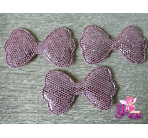 Патч 3D, с пайетками "Бантик" 6,3 *3,5 см, розовый