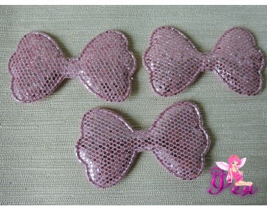 Патч 3D, с пайетками "Бантик" 6,3 *3,5 см, розовый