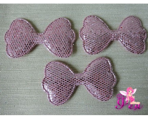 Патч 3D, с пайетками "Бантик" 6,3 *3,5 см, розовый