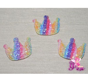 Патч 3D радужный, россыпь пайеток "Корона" 3,8*3 см, Е (1 шт)