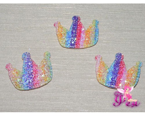 Патч 3D радужный, россыпь пайеток "Корона" 3,8*3 см, Е (1 шт)