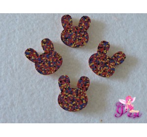 Патч с пайетками  " Зайчик" 2,5*2 см,  фукси