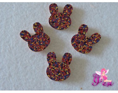 Патч с пайетками  " Зайчик" 2,5*2 см,  фукси