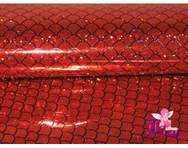 Искусственная кожа "Чешуя" 0.7 мм, цв.  красный