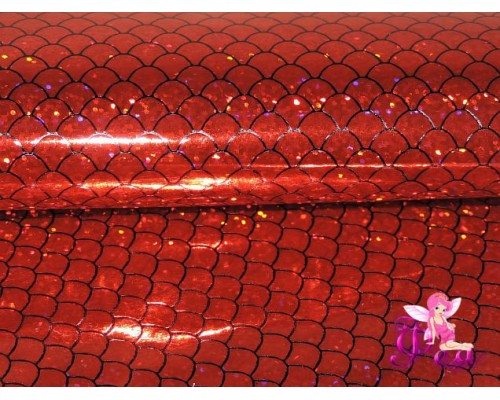 Искусственная кожа "Чешуя" 0.7 мм, цв.  красный