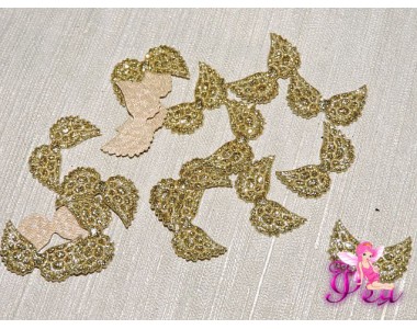 Патч с блестками 2 *1 см "Крылья маленькие", золото (1 шт)