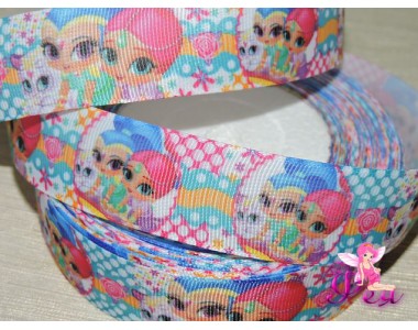 Репсовая лента 25 мм с рисунком  "Шиммер и Шайн" (1 м)