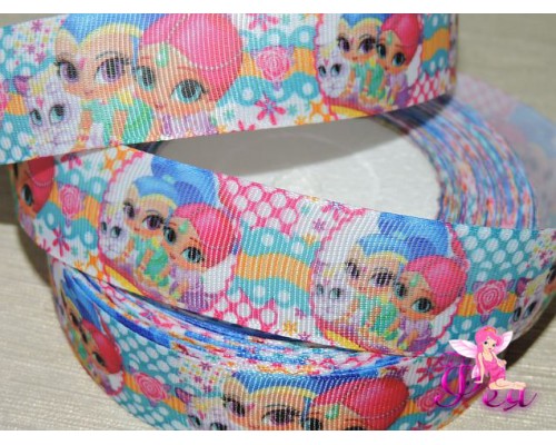 Репсовая лента 25 мм с рисунком  "Шиммер и Шайн" (1 м)