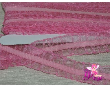 Тесьма с резинкой 25 мм, розовый - 1м