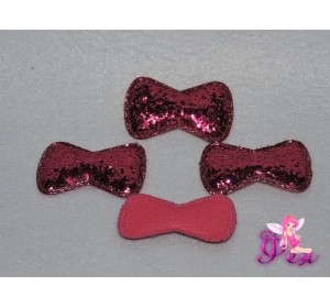 Патч с пайетками "Бантик 3D" 5*3 см, фуксии