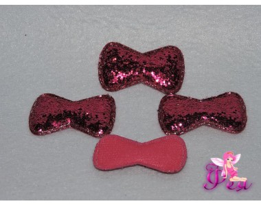 Патч с пайетками "Бантик 3D" 5*3 см, фуксии