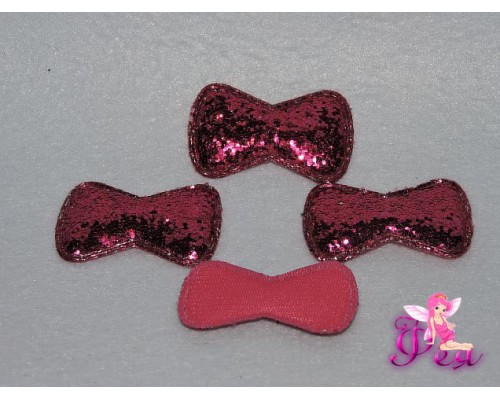 Патч с пайетками "Бантик 3D" 5*3 см, фуксии