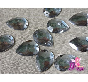 Стразы пришивные, 18*25 мм, в форме капли, цв. белый