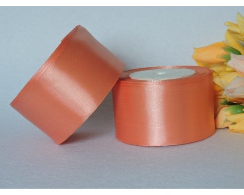 Однотонная атласная лента 50мм , цв. коралловый