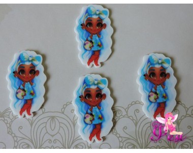 Кабошон-вырубка "Хэрдораблс " 42*26 мм художница с голубым бантиком -1 шт