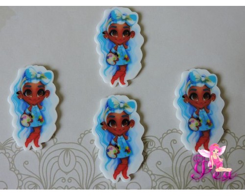 Кабошон-вырубка "Хэрдораблс " 42*26 мм художница с голубым бантиком -1 шт