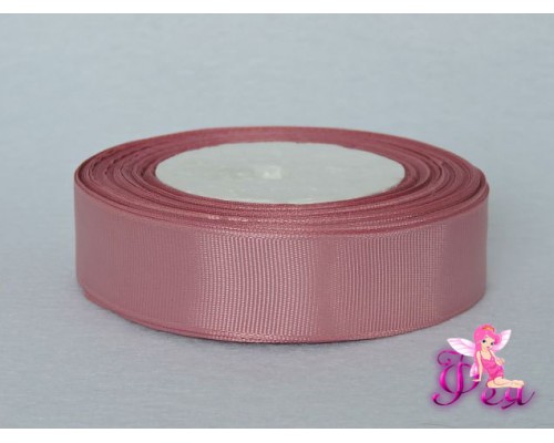 Однотонная репсовая лента 25 мм,  цв. пепельно-розовый -1 м
