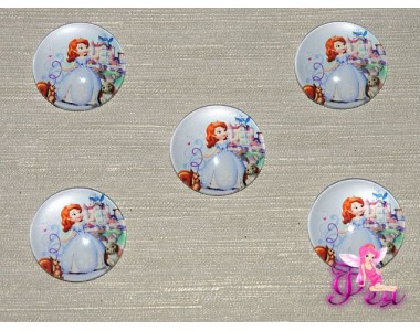 Кабошон стеклянный с рисунком 25 мм "Принцесса София 2" - 1шт