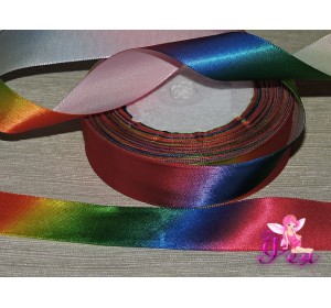 Лента атласная 25 мм с рисунком "Радуга"