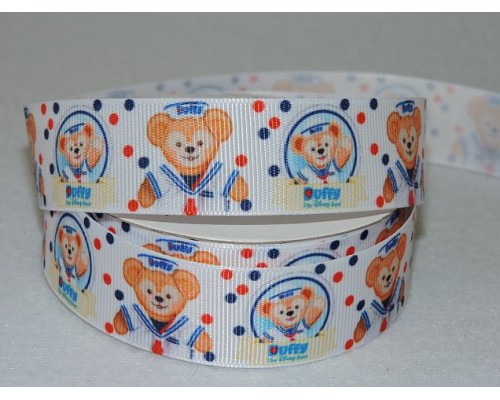 Репсовая лента 25 мм с рисунком " Мишка Duffy"