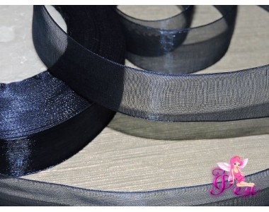 Лента органза 25 мм, цв. темно-синий - 1 м.