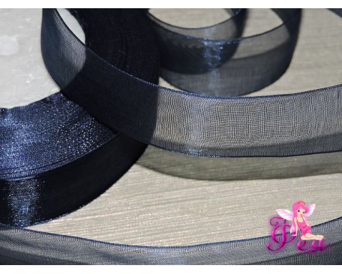 Лента органза 25 мм, цв. темно-синий - 1 м.