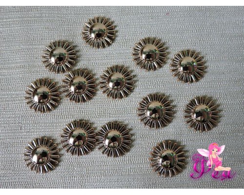 Кабошон флоризель 15 мм, цв. золото (пластик) -1 шт