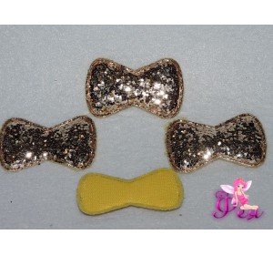 Патч с пайетками "Бантик 3D" 5*3 см, золото