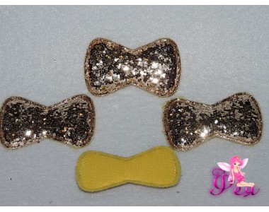 Патч с пайетками "Бантик 3D" 5*3 см, золото