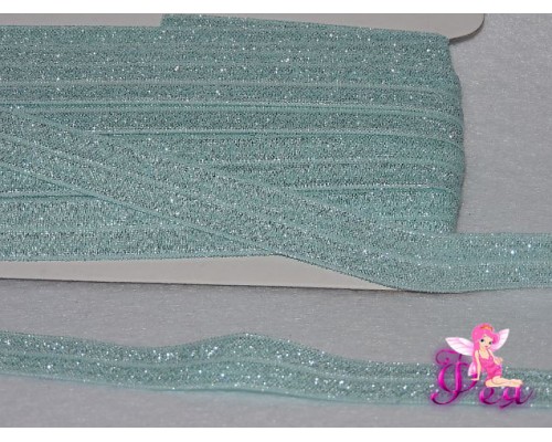 Тесьма эластичная с люрексом 15 мм, голубой