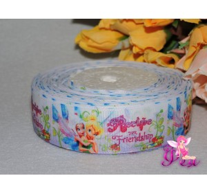 Репсовая лента с рисунком (мультики, 3D) 25мм "Динь-Динь с феей"