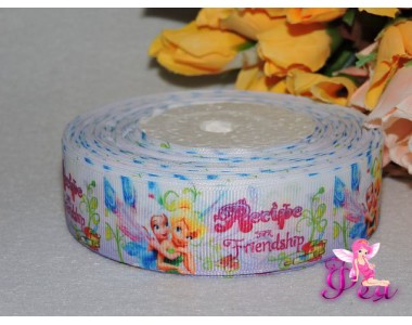 Репсовая лента с рисунком (мультики, 3D) 25мм "Динь-Динь с феей"