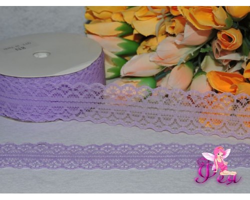 Кружево капрон 25мм светло-фиолетового цвета - 1м