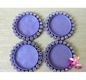 Крышечка-серединка со стразами 25 мм, цв. фиолетовый 1 шт.