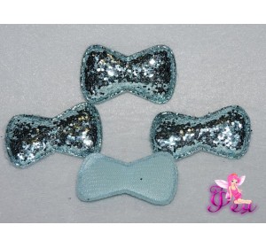 Патч с пайетками "Бантик 3D" 5*3 см, голубой