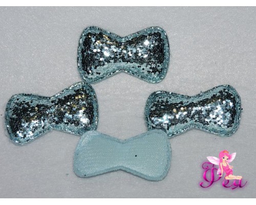 Патч с пайетками "Бантик 3D" 5*3 см, голубой