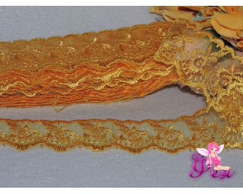 Кружево капрон 45мм, ярко-желтого цвета