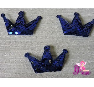 Патч 3D с двухсторон. пайетками "Корона" 6*4 см, синий (1 шт)